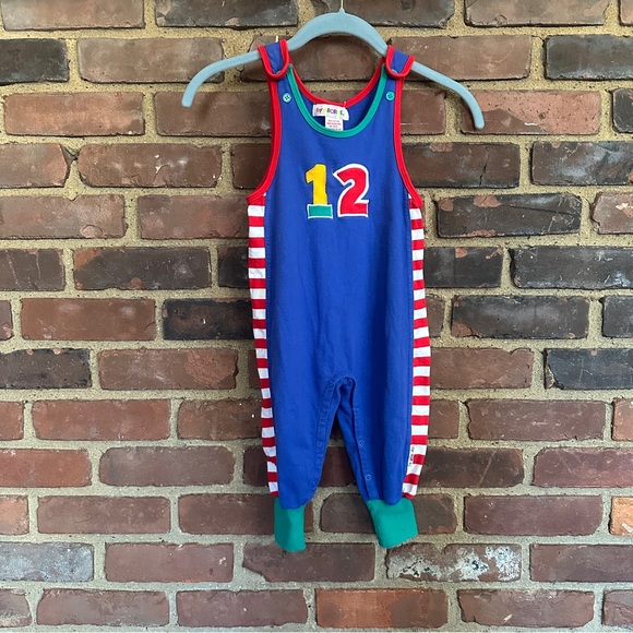 Vintage 90s Gymboree Boy Rainbow Tag OverallRomper X-Small